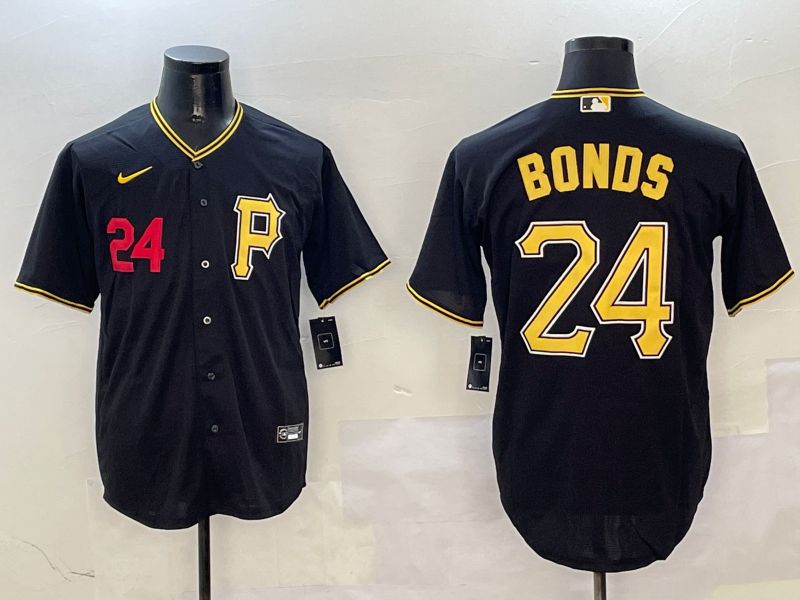 Men Pittsburgh Pirates #24 Bonds Black Game 2025 Nike MLB Jersey style 3